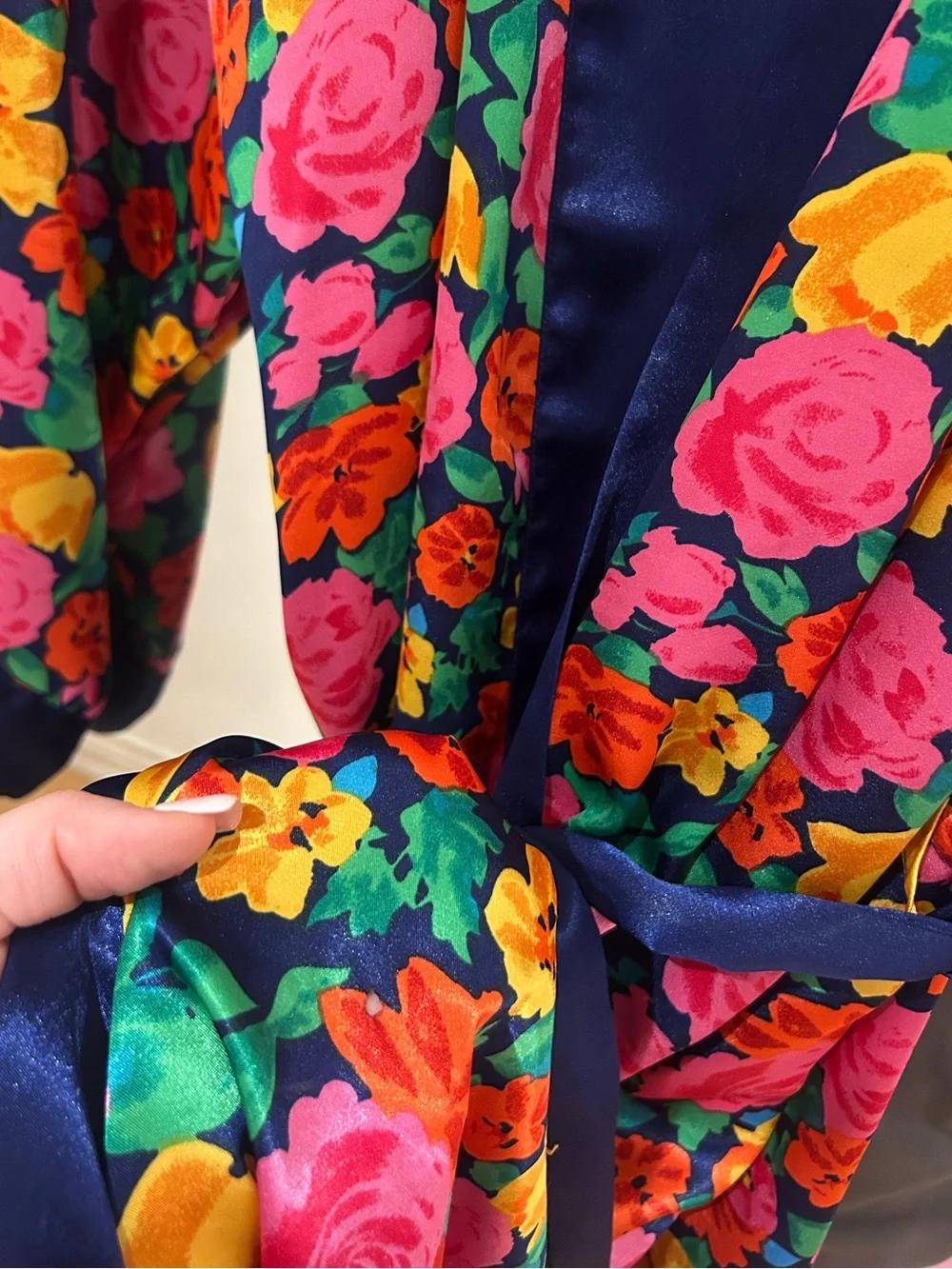 Vintage Gold Label Victoria's Secret 90’s Satin Floral Kimono Robe, One Size